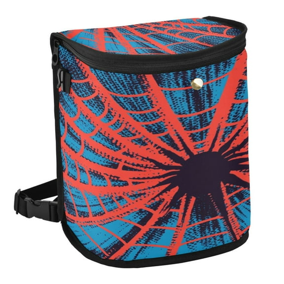Qxltty Red Spiderweb Car Trash Can with Lid Vehicle Backseat Hanging Leak Proof Storage Bin