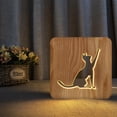 thumbnail image 2 of Luz de noche USB de gato animal de madera 3D, lámpara de mesa led, novedad, decoración para cafetería para dormitorio Feliz Sencillez, 2 of 5
