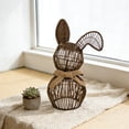 thumbnail image 5 of Hand-Woven Rattan Bunny Easter Ornament with Bow, 6"x12" Natural Fiber Wall or Table Decor, Farmhouse Easter Ornament, Spring Home Accent, 5 of 7