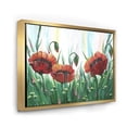 thumbnail image 3 of Three Red Bright Poppy Flowers On A Green Meadow 40 in x 30 in Framed Painting Canvas Art Print, by Designart, 3 of 5