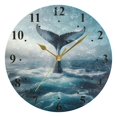 thumbnail image 5 of Whale Tail Sea Black 10 inch Wall Clocks Non Ticking Easy to Read Battery Decorative for Home Bathroom Kitchen Bedroom Living Room, 5 of 8