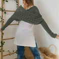 thumbnail image 6 of AWZXDE Women's Autumn Winter Solid Color Knitted Knit Openwork Extra Long Double Sleeve Shawl Scarf Wrap Poncho Green,One Size, 6 of 9
