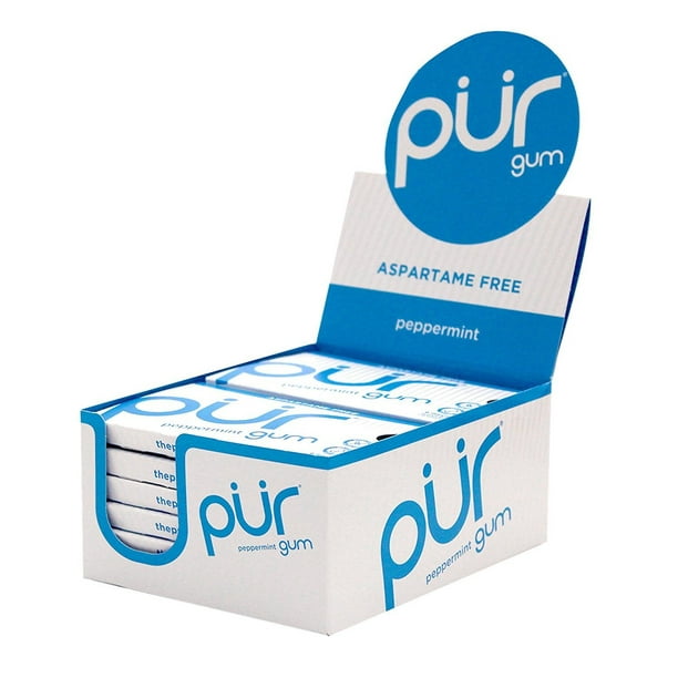 PUR 100% Xylitol Chewing Gum, Peppermint, Sugar-Free + Aspartame Free