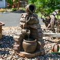 thumbnail image 5 of Sunnydaze Crumbling Bricks and Pots Sculptural Brown Polyresin Solar Outdoor Fountain, 5 of 11