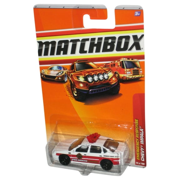 Matchbox Emergency Response (2009) White & Red Chevy Impala Toy Car 58/100