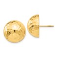 thumbnail image 1 of 14K Yellow Gold Hammered Half Ball Post Earrings, 1 of 2