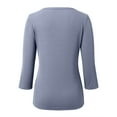 thumbnail image 3 of 3/4 Sleeve Shirts for Women 2025 Fall Crewneck Slim Fit Breathable Solid Color Plain Basic Tshirt Womens T Shirts, 3 of 7