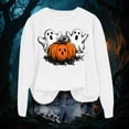 thumbnail image 5 of yueewhu Women's Halloween Costumes Adult Cute Spooky Pumpkin Ghost Sweatshirt (White, M), 5 of 8