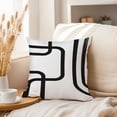 thumbnail image 3 of Ethan Taylor Abstract Throw Pillow Soft Cushion Cover 'Lines Shapes' Mid-Century Modern Pattern Decorative Square Accent Pillow Case, 20x20 Inches, Black, White, 3 of 5