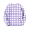 thumbnail image 5 of fnnxnal Toddler Kids' Gingham Sweatshirt - Soft Stretch, Kangaroo Pocket, Classic Crew Neck, 3T Purple - Durable for School & Playdates, 5 of 6