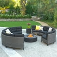 thumbnail image 3 of Christopher Knight Home Navagio Outdoor 10-piece Wicker Full Round Sofa Set with Fire Table by  Wicker Chairs,Fire Pit Sets Grey, 3 of 5