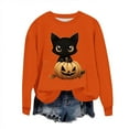 thumbnail image 2 of Inverlee Halloween Sweatshirts Women Funny Pumpkin Ghost Graphic T-shirt Loose Fit Crewneck Sweatshirt Long Sleeve Dressy Casual Pullover Tops Halloween Clothes, 2 of 6