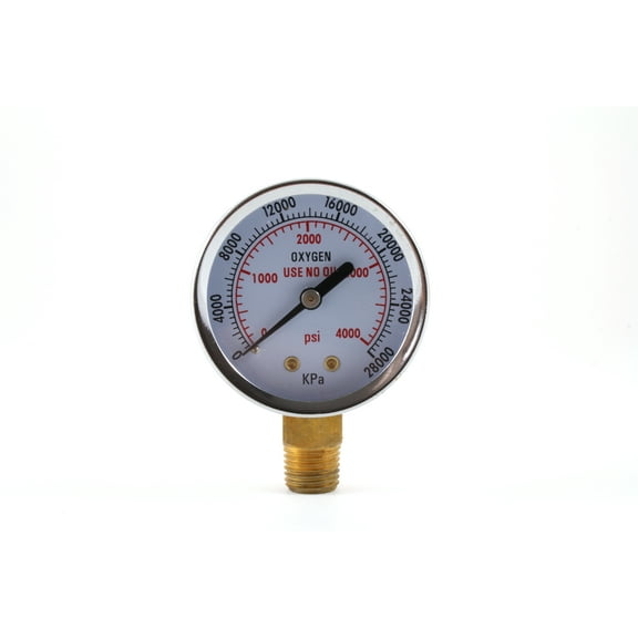 High Pressure Gauge for Oxygen Regulator 0-4000 psi - 2 inches