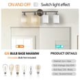 thumbnail image 5 of 4-Light Brushed Nickel Vanity Bathroom Mirror Light, Wall Sconce with Frosted White Glass Shades for Bedroom Bathroom Dressing Room, 5 of 8