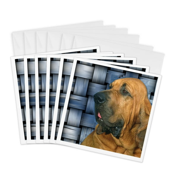 3drose, Bloodhound, 6 Greeting Cards with Envelopes