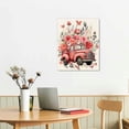 thumbnail image 3 of COMIO Valentines Framed Canvas Wall Art for Living Room Pink Red Truck Rose Wall Decor, Love Heart Branch Leaves White Aesthetic Paintings for Bedroom Kitchen, Ready to Hang Valentine Day Wall, 3 of 5
