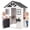 White, variant on Costway Kids Outdoor Playhouse with Sink, Spruce Wooden Cottage with Half Door, Flower Pots Gray