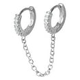 thumbnail image 1 of Kcodviy Chain Earrings for Women Ear Ring Studs Double Piercing Dangle Chain Earring Hoops Set Huggie Hoop Earrings Cubic Zirconia Pearl Stud Earrings for Women Double Conjoined Earrings, 1 of 4