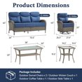 thumbnail image 2 of Giantfurnni 5 Piece Outdoor Patio Furniture High Back Conversation Set, Includes Sofa, Swivel Rocker Chairs, Side Table & Center Table, All-Weather PE Wicker with 6-Inch Cushions, 2 of 13