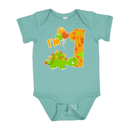 

Inktastic Happy Dinosaur First Birthday-green Gift Baby Boy or Baby Girl Bodysuit