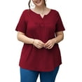 thumbnail image 3 of a.Jesdani Womens Plus Size Tunic Tops Short Sleeve Casual Floral Henley Shirts m-4x, 3 of 11