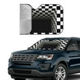 thumbnail image 4 of Disketp Windshield Sun Shade, Car Sun Shade For Front Window 3d Black And White Checkerboard Tunnel Sunshades Sun Visor Protector Blocks Uv Rays Foldable, 4 of 9