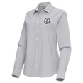 thumbnail image 2 of Women's Antigua Gray Brooklyn Nets Porter Woven Long Sleeve Button-Up Shirt, 2 of 3