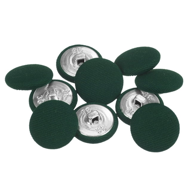Unique Bargains 10pcs 36L Fabric Cloth Covered Button 23mm Round Metal Shank Sewing Buttons for Suits Dress Blouses, Army Green