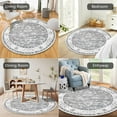 thumbnail image 6 of MJIAexp 4ft Mandala Boho Round Rug Circle Rug Non-Slip Machine Washable Area Rug Soft Bedroom Rug Throw Rug Vintage Carpet for Living Room Kitchen Dorm Coffee Table Distressed Gray, 6 of 8