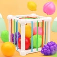 thumbnail image 1 of Juguete clasificador de formas de arcoíris para bebés | Actividad de motricidad fina con cuerdas elásticas de colores | Juego de aprendizaje sensorial para niños pequeños a partir de 6 meses, 1 of 6