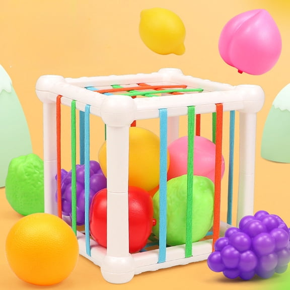 syligr Shape Sorter Sensory Box Toy for Babies 6-12 Months, Elastic String Fruit Sorting Toy, Fine Motor Skill Activity for Infants, Birthday Holiday Gift for Toddlers Boys Girls 1 2 3