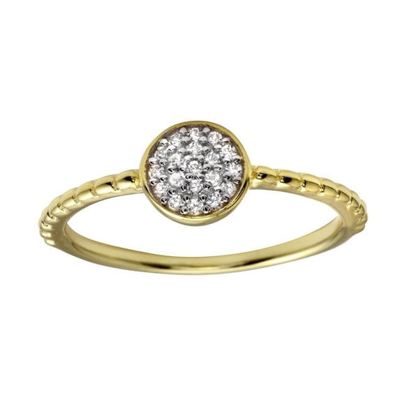 Polished Gold Plated 925 Sterling Silver Circle Ring Clear CZ Band White Jewelry Female Size 6