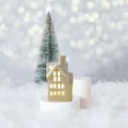 thumbnail image 3 of hirigin Mini Christmas House with LED Lights, Ceramic Snowman/Five-Pointed Star Table Ornaments Festival Supplies Decoration, 3 of 7