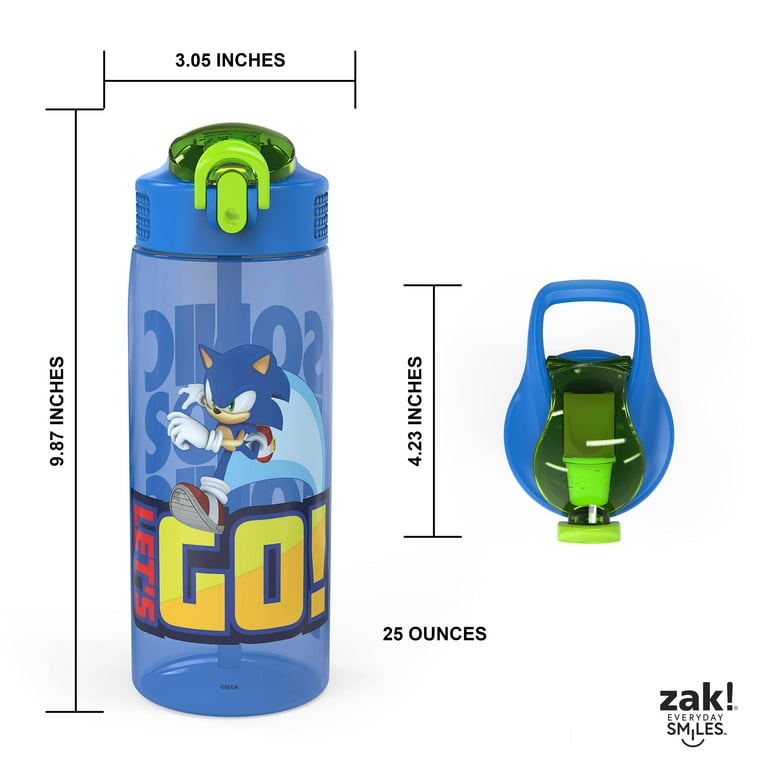 Zak Designs Modern Sonic 25 Fluid Ounce Plastic Water Bottle with Straw,  Let's GO! 
