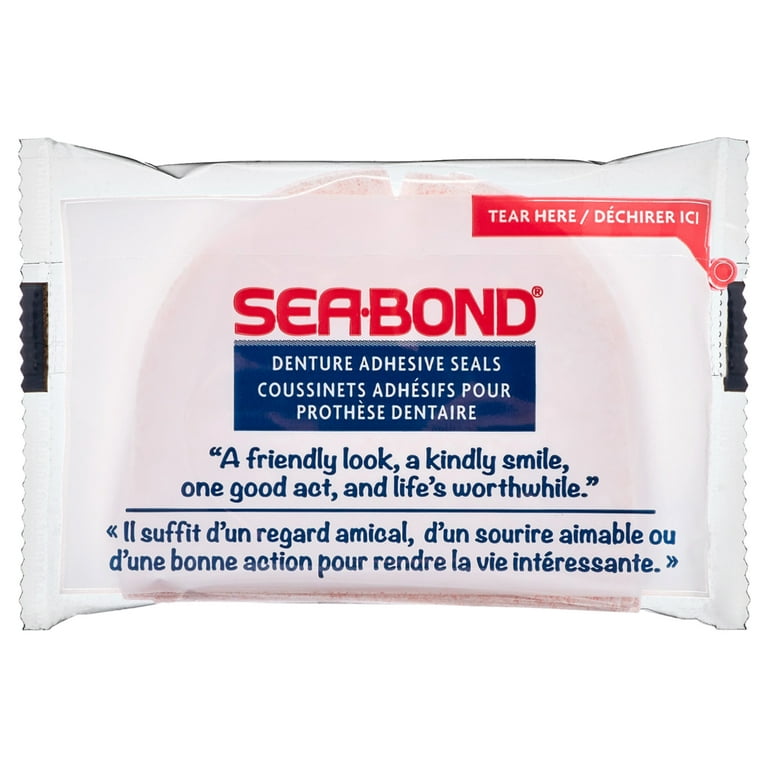 Sea Bond Secure Denture Adhesive Seals, Original Uppers, Zinc-Free,  All-Day-Hold, Mess-Free, 30 Count (Pack of 1)