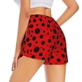 thumbnail image 3 of Xecao's Ladybug Pattern for a double-layer running short for women, perfect for gym, tennis, and more, featuring a convenient pocket., 3 of 9
