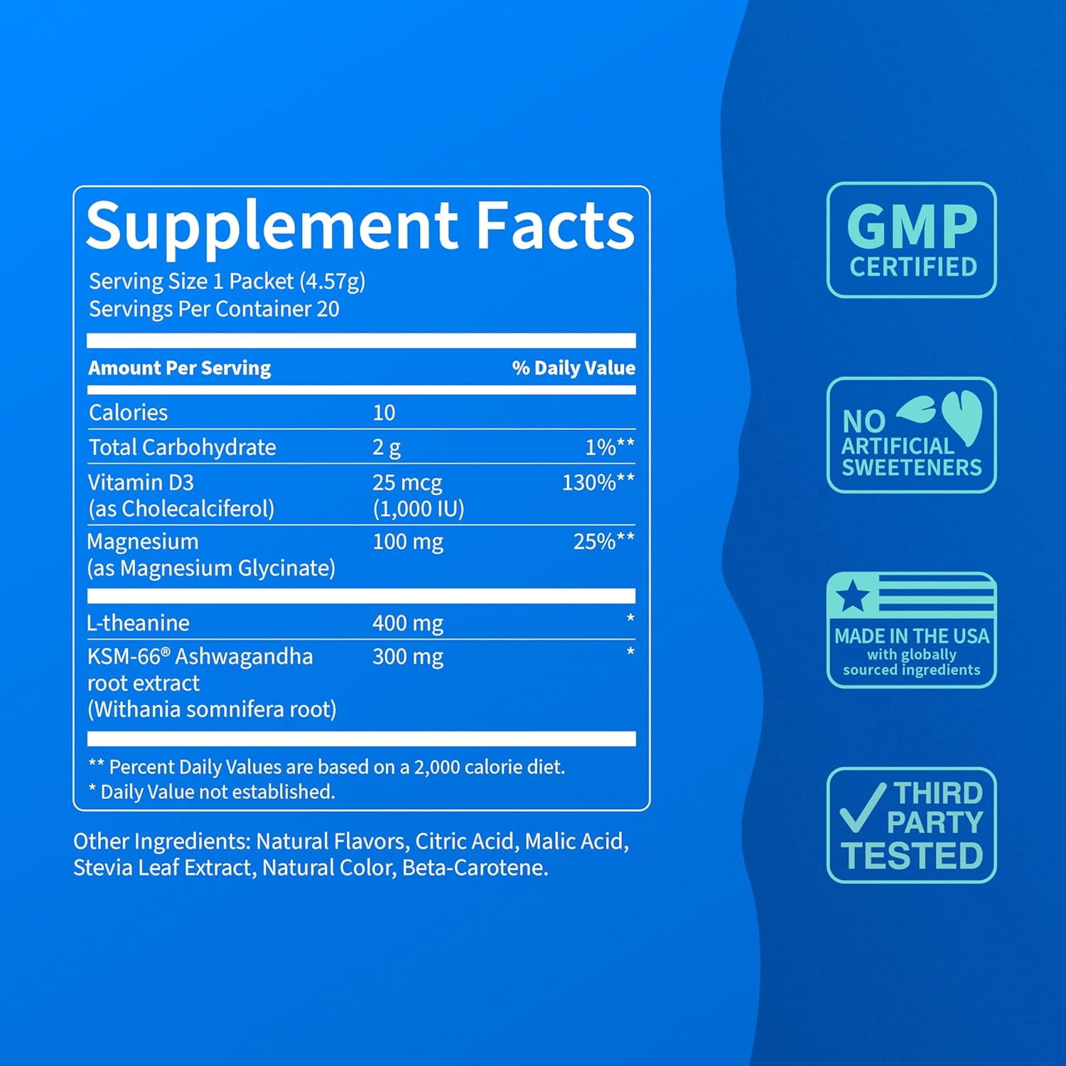 Nello Supercalm Drink Mix - Ashwagandha KSM 66, Magnesium Glycinate & L-Theanine Supplement - Ashwagandha Root Extract - Focus and Relaxation Support (20 Travel Packets) - Cherry Limeade