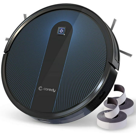 Coredy Robot Vacuum Cleaner, Boost Intellect, 1600Pa Super-Strong Suction, Boundary Strips Included, 360° Smart Sensor Protection, Ultra Slim, R650 Robotic Vacuum, Cleans Hard Floor to Carpets