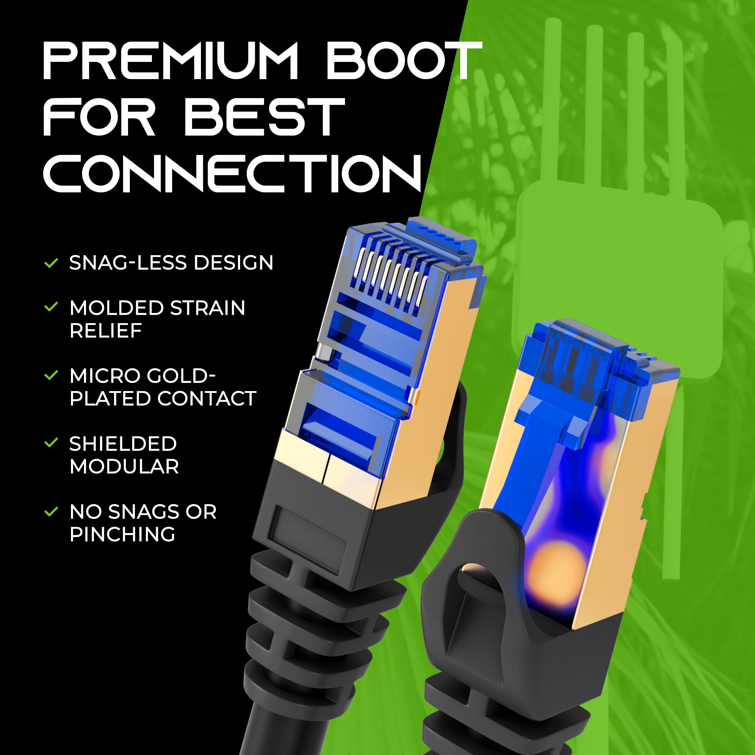 GearIT Cat8 Outdoor Ethernet Cable (60 Feet) Waterproof, Direct Burial, In-Ground, LLDPE UV Jacket, Pure Copper, 26AWG, 40Gbps 2000Mhz SFTP Patch Cord, POE, Network, Internet, Cat 8 Cable - 60ft
