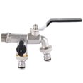 thumbnail image 1 of 1/2" 3/4" Dual Outlet Brass Garden Faucet Outdoor Anti-Freeze Water Spigot Washing Machine Tap for Hose & Pool, 1 of 5