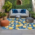 thumbnail image 2 of Yellow Lemon Blue Floral Outdoor Rug for Patio/Deck/Porch, Non-Slip Large Area Rug 6 x 9 Ft, Summer Botanical Navy Blue Indoor Outdoor Rugs Washable Area Rugs, Reversible Camping Rug Carpet Runner, 2 of 8
