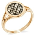 thumbnail image 1 of Stainless Steel Flower of Life Minimalist Oval Top Polished Statement Signet Ring, 1 of 1