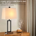 thumbnail image 3 of Cinkeda Set of 2 Modern Black Metal Table Lamps, 23.5" Tall with Dual USB Ports & AC Plug, On/Off Switch Bedside Lamp for Bedroom, 3 of 7