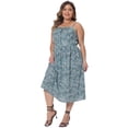 thumbnail image 3 of DARING DIVA Women's Plus Size Tie Front Spaghetti Strap Midi Floral Dress 4X Green, 3 of 6