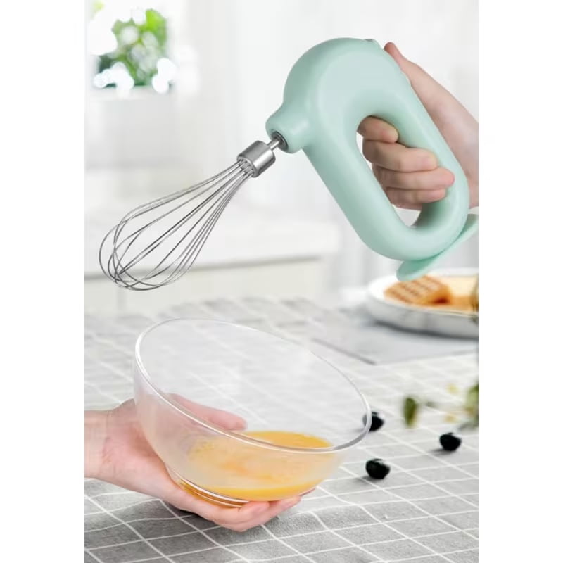Cordless Electric Hand Mixer, Lightweight Portable USB Rechargeable Handheld Whisk with 2 Detachable Beaters and Egg Separator, 3 Speed Modes for Kitchen Baking at Home