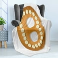 thumbnail image 4 of Christmas Alphabet Soft Flannel Fleece Throw Blanket, Christmas Gingerbread Shaped as B Letter with Creamy Dots, Cozy Plush for Indoor and Outdoor Use, 50" x 70", Amber Cream and White, by Ambesonne, 4 of 5