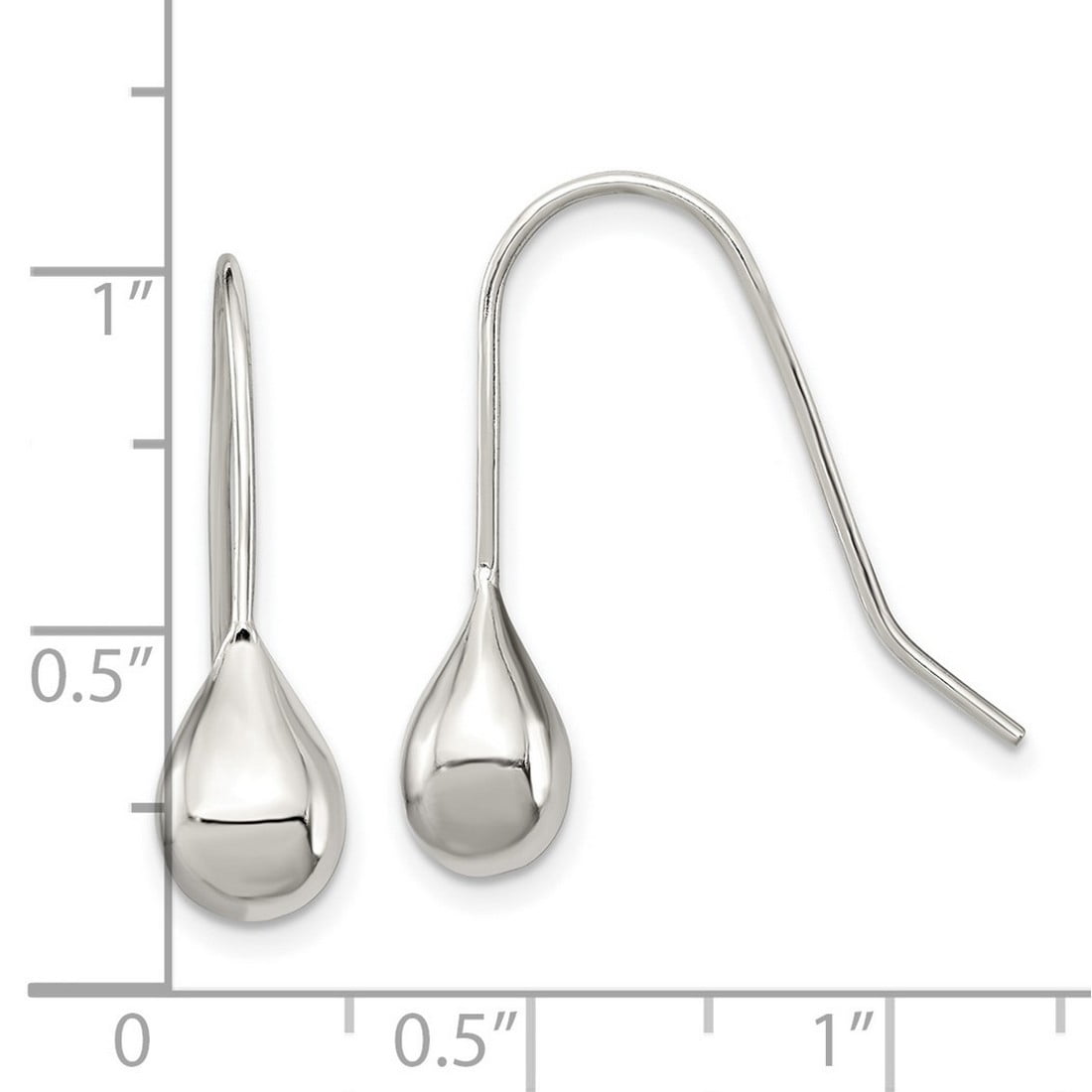 925 Sterling Silver Hollow Polished Shepherd hook Teardrop Earrings 25x8mm Wide Dangle Earring for Women