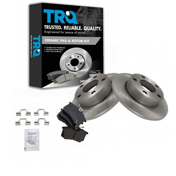 TRQ Rear Brake Pad & Rotor Kit Brake Pads Brake Rotor Ceramic Fits Select 2002 Audi A4 Quattro S4