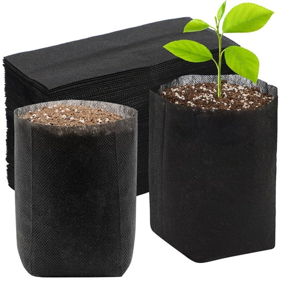 100 Pcs Non-Woven Seedling Grow Bags, Bexikou 5.51’’x5.91’’ Fabric Seedling Pots Plants Pouch,Nursery Growing Bags for Vegetable Flowers Flower Fruit Tree Garden