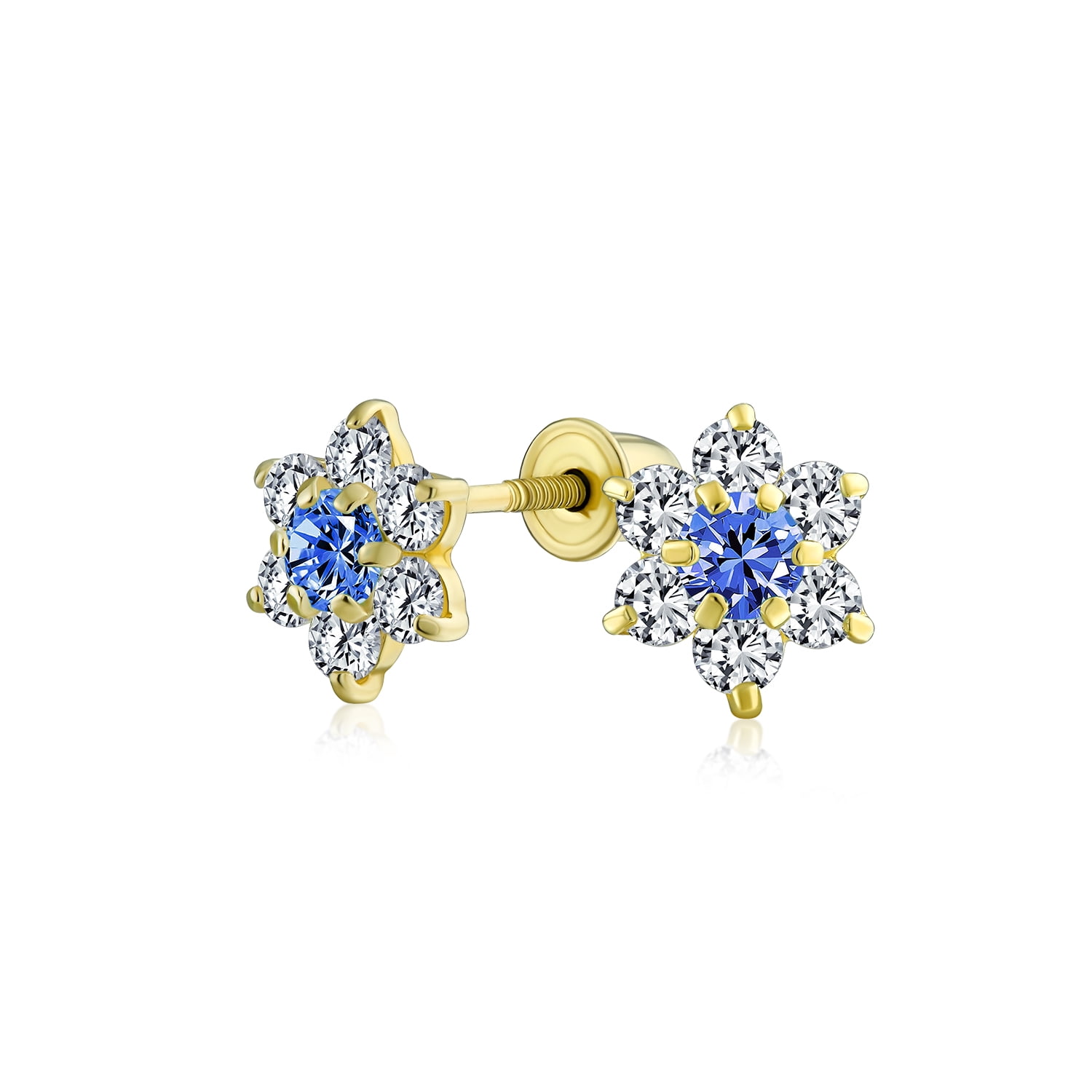 Jewel Tie Solid 14K Three 3 Color Gold Diamond-Cut Fancy Heart Stud Earrings 6x 7mm
